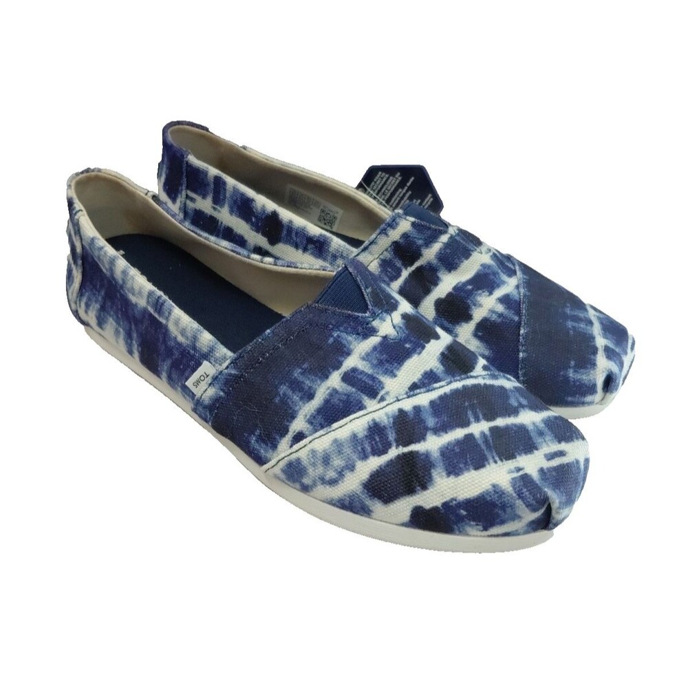 Toms Women's Alpargata Slip On Flats Navy Batik Tie Dye Canvas 8.5 PLZ RD